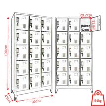 STEELEN Μεταλλική Ντουλάπα - Φοριαμός (Locker) 90x45x190cm 15 Ντουλάπια Πάχος 0.6mm με Ρυθμιζόμενα Πόδια 54kg Γκρι Ανοιχτό