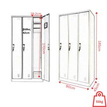 STEELEN Μεταλλική Ντουλάπα - Φοριαμός (Locker) 90x45x185cm 3φυλλη 51kg ΧΩΡΙΣ ΠΟΔΙΑ Πάχος 0.4mm Ανθρακί Ματ