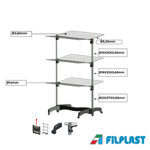 Απλώστρα Ρούχων 79x73x137cm 40m Άπλωμα Τηλεσκοπική Αλουμινίου με Ρόδες Βάρος 6.4kg TELESCOPIC 40PLUS Filplast Ιταλίας