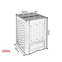 TOOMAX FASHION ITALY 260lt Κομποστοποιητής-Κάδος Κομποστοποίησης Πλαστικός Κήπου 60x60x73cm Μαύρος COMPOSTER