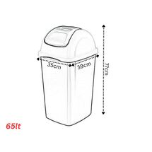 BAMA Κάδος Απορριμμάτων 65lt 35x39x77cm 1.75kg Πλαστικός Επαγγελματικός/Οικιακός με Παλλόμενο Καπάκι Γκρι-Καφέ