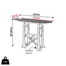 BAMA ITALY Σιδερώστρα Ατμού-Boiler 137x40x82-92cm Πλαστική 7.4kg με Ράφι και Ρυθμιζόμενο Ύψος Γκρι TREND