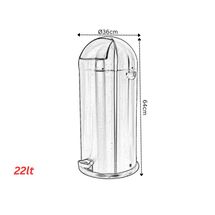 VESTA Κάδος απορριμμάτων 22lt INOX Μatte Ø36x64cm Βαρέως Τύπου Επαγγελματικός 5kg με Δεύτερο Γαλβανιζέ Κάδο Ø27x43cm PUSH Καπάκι με Πεντάλ