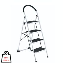 VESTA Σκαλοσκαμπό Μεταλλικό 47.5x83.5x142cm με 4 Σκαλιά MAX Αντοχή Βάρους 150kg Βάρος 8.7kg DELUXE Λευκό