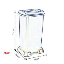 Κάδος Ανακύκλωσης 70lt με Πλαστική Βάση 43x34x71cm με Άνοιγμα 23.7x18.7cm στο Καπάκι Πλαστικός 2.64kg Κόκκινο