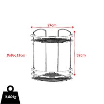 TEKNO-TEL Γωνιακή Εταζέρα Μπάνιου INOX Matte (Ανοξείδωτο Ατσάλι-Ματ Όψη) 2όροφη 27x19x32cm Βάρος 0.80kg Πάχος Ø5mm Μαύρο