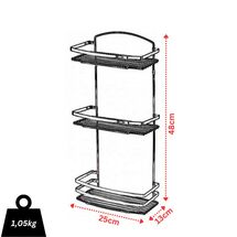 TEKNO-TEL Εταζέρα Μπάνιου INOX Matt (Ανοξείδωτο Ατσάλι-Ματ Όψη) 3όροφη 25x13x48cm Βάρος 1.05kg Πάχος Ø5mm Μαύρο Matt