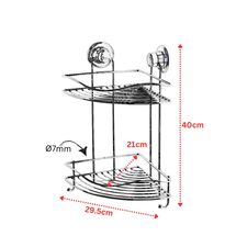 TEKNO-TEL Γωνιακή Ραφιέρα Μπάνιου 2όροφη 29.5x21x40cm Πάχος 7mm Αντοχή 12kg Επιχρωμιωμένο Ατσάλι με Βεντούζα EXTRA STRONG