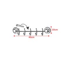 TEKNO-TEL Κρεμάστρα Μπάνιου με 5+5 Θέσεις 45x5x10cm Πάχος 7mm Αντοχή 12kg Επιχρωμιωμένο Ατσάλι με Βεντούζα EXTRA STRONG