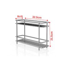 TEKNO-TEL Ραφιέρα Πάγκου Κουζίνας Στενή 32.5x8x21.5cm 2 Επιπέδων Επιχρωμιωμένο Ατσάλι Μαύρο Matte