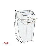 PLANET Κάδος Απορριμμάτων 70lt 47x35x70cm 2.5kg Πλαστικός Επαγγελματικός/Οικιακός με Παλλόμενο Άνοιγμα Μαύρο-Μπλε