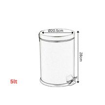 VESTA Κάδος Μπάνιου 5lt με Πεντάλ Soft Close Ø20.5x28cm Ανοξείδωτο Ατσάλι (ΙΝΟΧ) Γυαλιστερό Ασημί
