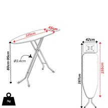 Σιδερώστρα Ατμού XL 155x45x95cm Μεταλλική με Επιφάνεια Σιδερώματος 125x45cm 7Kg Σχάρα 42x30cm Διάμετρος Ποδιού Ø34mm PEARL FLORAL BLIMP