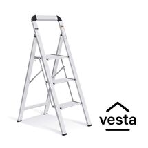 VESTA Σκαλοσκαμπό Αλουμινίου ΤΙΚΟ 39x69.7x109.2cm με 3 Σκαλιά MAX Αντοχή Βάρους 150kg Βάρος 3.2kg Ασημί