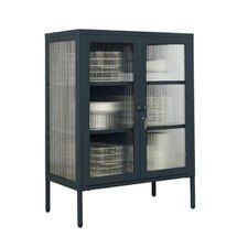 STEELEN COLOR Μεταλλική Ντουλάπα 80x40x90cm Πάχους 0.8mm Εσωτερικού Χώρου με Τζάμι και Πόδια Slate Grey