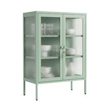 STEELEN COLOR Μεταλλική Ντουλάπα 80x40x90cm Πάχους 0.8mm Εσωτερικού Χώρου με Τζάμι και Πόδια Pastel Green