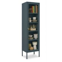 STEELEN COLOR Μεταλλική Ντουλάπα - Βιβλιοθήκη 50x35x190cm Πάχους 0.8mm Εσωτερικού Χώρου με Πόδια με Τζάμι Slate Grey