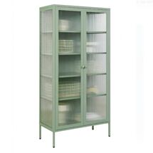 STEELEN COLOR Μεταλλική Ντουλάπα 90x55x190cm Πάχους 0.8mm Εσωτερικού Χώρου με Τζάμι και Πόδια Pastel Green