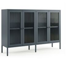 STEELEN COLOR Μεταλλικό Ντουλάπι - Έπιπλο Τηλεόρασης 160x45x55cm Πάχους 0.8mm Εσωτερικού Χώρου με Πόδια και Τζάμι Slate Grey