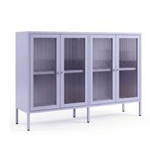 STEELEN COLOR Μεταλλικό Ντουλάπι - Έπιπλο Τηλεόρασης 160x45x55cm Πάχους 0.8mm Εσωτερικού Χώρου με Πόδια και Τζάμι Lilac