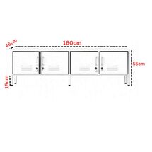 STEELEN COLOR Μεταλλικό Ντουλάπι - Έπιπλο Τηλεόρασης 160x45x55cm Πάχους 0.8mm Εσωτερικού Χώρου με Πόδια και Τζάμι Slate Grey