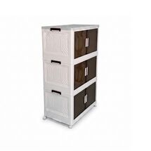 VESTA Πλαστική Ντουλάπα Αποθήκευσης 3όροφη 60x34x102cm 5.8kg με Ημιδιάφανα Πορτάκια και Ροδάκια