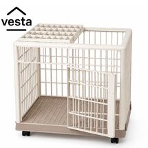 VESTA Κλουβί Περιορισμού και Περίφραξης Κατοικιδίου 96x66x74cm Πλαστικό ABS με Ρόδες 14.2kg PetCage 1 Large/Xlarge Μπεζ