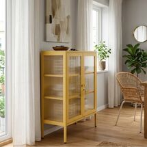STEELEN COLOR Μεταλλική Ντουλάπα 100x40x70cm Πάχους 0.8mm Εσωτερικού Χώρου με Τζάμι και Πόδια Butter Yellow