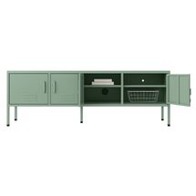 STEELEN COLOR Μεταλλικό Ντουλάπι - Έπιπλο Τηλεόρασης 160x45x55cm Πάχους 0.4mm Εσωτερικού Χώρου με Πόδια Pastel Green
