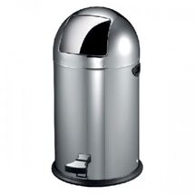 VESTA Κάδος απορριμμάτων 22lt INOX Μatte Ø36x64cm Βαρέως Τύπου Επαγγελματικός 5kg με Δεύτερο Γαλβανιζέ Κάδο Ø27x43cm PUSH Καπάκι με Πεντάλ