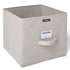 ORDINETT Ιταλίας Κουτί Αποθήκευσης Ρούχων 28.5x28.5x28.5cm Πολυεστέρας 23lt 0.46kg Χωρίς Καπάκι CUBE LINETTE Μπεζ