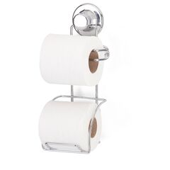 TEKNO-TEL Χαρτοθήκη Τοίχου με Ρεζέρβα 13x13x25cm Πάχος Ø7mm Αντοχή 12kg Επιχρωμιωμένο Ατσάλι με Βεντούζα EXTRA STRONG