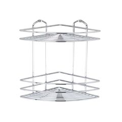 TEKNO-TEL Γωνιακή Ραφιέρα Μπάνιου 27x19x28cm Πάχος Ø5mm Ανοξείδωτο Ατσάλι (INOX)