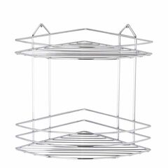 TEKNO-TEL Γωνιακή Ραφιέρα Μπάνιου Τοίχου 2όροφη 32x24x30cm Πάχος Ø4mm Επιχρωμιωμένο Ατσάλι