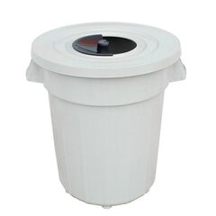 PLANET Κάδος Απορριμάτων 120lt Ø56x67cm Επαγγελματικός Πλαστικός με Καπάκι + Ημικυκλική Θυρίδα Απορριμάτων 3.75kg Γκρι