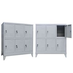 STEELEN Μεταλλική Ντουλάπα - Φοριαμός (Locker) 90x45x101cm 6 Θέσεων με Ρυθμιζόμενα Πόδια 27kg Γκρι Ανοικτό