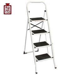 Σκαλοσκαμπό Μεταλλικό 44.5x81x123cm με 4 Σκαλιά MAX Αντοχή 150kg Βάρος 7.8kg Λευκό LF204B