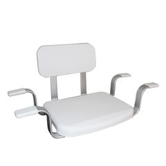 Κάθισμα-Σκαμπό Μπανιέρας με Πλάτη 75x41x38cm 2.4kg ΜΑΧ Αντοχή 130kg Αλουμίνιο-Πλαστικό Λευκό