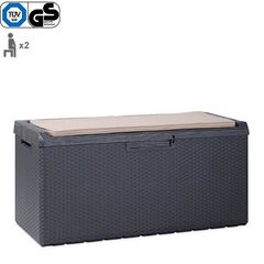 TOOMAX Ιταλίας Πλαστικό Μπαούλο Αποθήκευσης 123.7x54.5x58.7cm 350lt 13kg MASSIF με Καπάκι-Κάθισμα 2 Ατόμων και Μαξιλάρι PORTONOVO ANTHRACITE TUV/GS FASHION