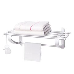 PRIMANOVA Ραφιέρα Μπάνιου για Πετσέτες 50x29.5x20cm Αλουμίνιο-Πλαστικό 0.58kg Λευκή