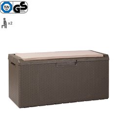TOOMAX Ιταλίας Πλαστικό Μπαούλο Αποθήκευσης 123.7x54.5x58.7cm 350lt 13kg MASSIF με Καπάκι-Κάθισμα 2 Ατόμων και Μαξιλάρι PORTONOVO BROWN TUV/GS FASHION