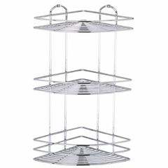 TEKNO-TEL Γωνιακή Ραφιέρα Μπάνιου INOX (Ανοξείδωτο Ατσάλι) 3όροφη 27x19x46cm Βάρος 1.20kg Πάχος Ø5mm