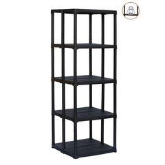 ARTPLAST Ιταλίας Πλαστική Ραφιέρα 8.5kg 5όροφη 60x58.5x176cm Αντοχή Ραφιού 40kg Max Αντοχή 200kg Σταθερά Ράφια Μαύρο