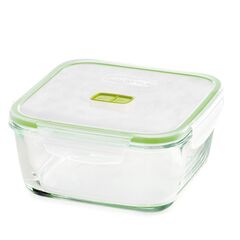 GIOSTYLE Ιταλίας Φαγητοδοχείο 18x18x8.5cm Γυάλινο 2 σε 1 με Αεροστεγές Καπάκι και Βαλβίδα Ασφαλείας 1.4lt Τετράγωνο