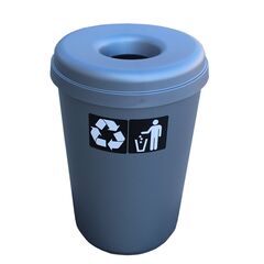 Κάδος Ανακύκλωσης 60lt Ø41x62.5cm 1.91kg Πλαστικός με Άνοιγμα Ø14cm στο Καπάκι Γκρί Ελλάδας
