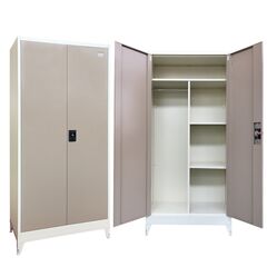 STEELEN Μεταλλική Ντουλάπα 70x40x181cm Πάχους 0.6mm/0.8mm (πάτωμα) Γαλβανιζέ με Χώρισμα και Ρυθμιζόμενα Πόδια - 5 Αποθηκευτικοί Χώροι Taupe - Μπεζ