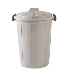 Κάδος Απορριμάτων 60lt Ø44x65cm Επαγγελματικός Πλαστικός με Καπάκι και Κλιπς 1.85kg Γκρι-Καφέ