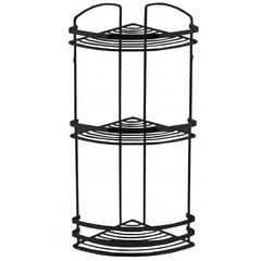 TEKNO-TEL Γωνιακή Εταζέρα Μπάνιου INOX Matte (Ανοξείδωτο Ατσάλι-Ματ Όψη) 3όροφη  27x19x50cm Βάρος 1.05kg Πάχος Ø5mm Μαύρο