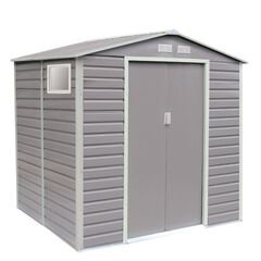 STEELEN Μεταλλική Αποθήκη Κήπου-Σπιτάκι Κήπου 213x191x211cm (7'x6.2') 3.7m² Γαλβανιζέ με Παράθυρο EVAN PLUS B Γκρι Καφέ