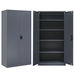 STEELEN Μεταλλική Ντουλάπα 90x45x181cm Πάχους 0.6mm/0.8mm (πάτωμα) Γαλβανιζέ με 4 Ράφια - 5 Αποθηκευτικοί Χώροι ΧΩΡΙΣ ΠΟΔΙΑ Ανθρακί Ματ